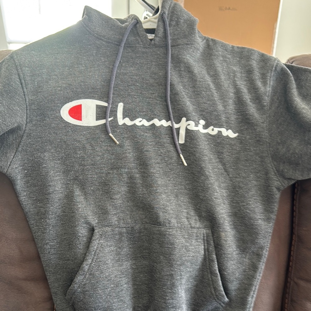 Champion Red and Gray Pullover Hoodie Sweatshirt